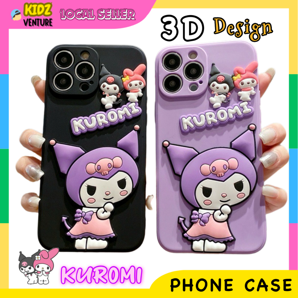 Oppo A57 2022 A58 A60 A74 A76 A77 2022 A77s A78 A79 A93 A95 A96 A98 3D Kuromi น่ารักเคสโทรศัพท์นุ่ม 