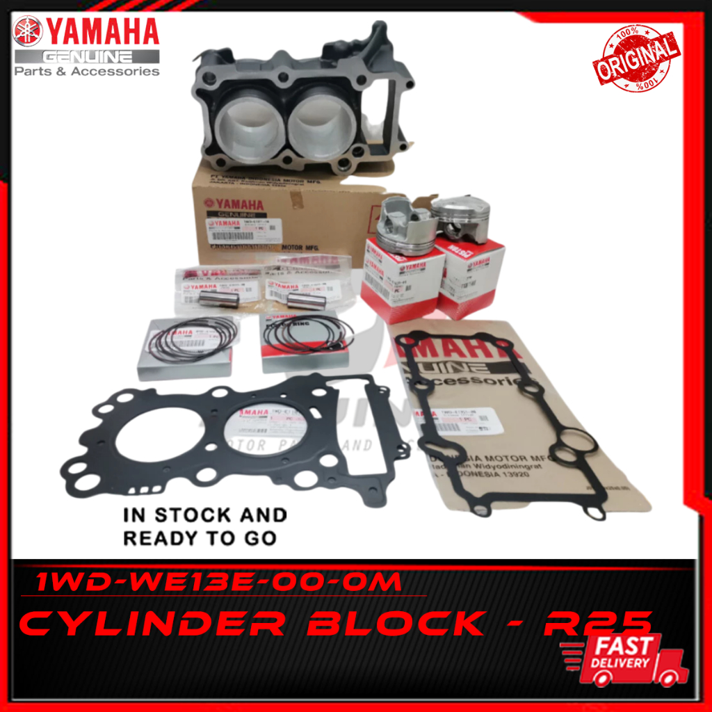 YAMAHA CYLINDER BLOCK SET R25 1WD-WE13E-00-0M BLOK PISTON & RINGS STANDARD
