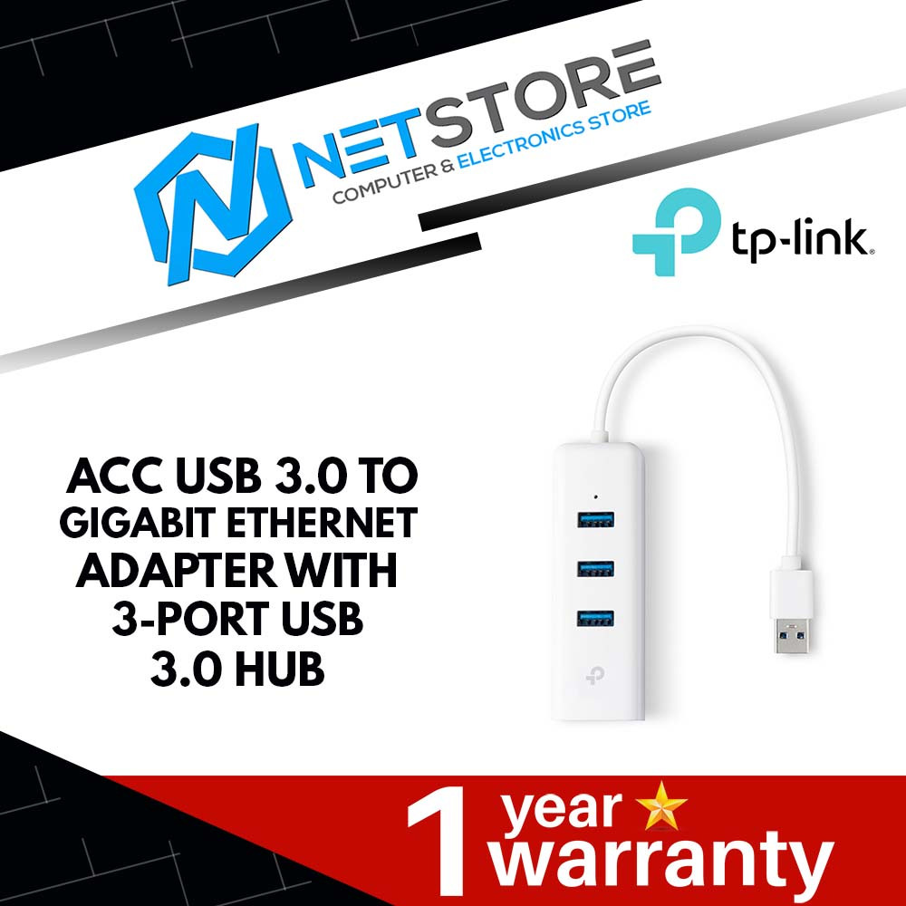 TPLINK ACC อะแดปเตอร์ USB 3.0 เป็น GIGABIT ETHERNET พร้อมฮับ USB 3.0 3 พอร์ต - UE330