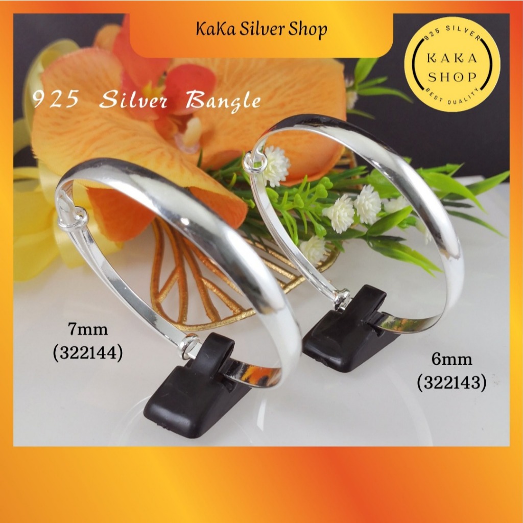 กําไลข้อมือสีพื้นเงิน 925 สําหรับผู้หญิง / ผู้ชาย (322143/1444) กําไลข้อมือ Gelang Tangan Perempuan 