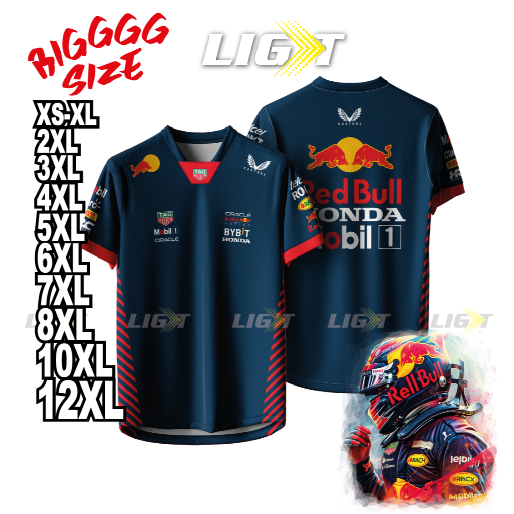 JERSEY RED BULL ใหม่ล่าสุด F1 Racing Tshirt Red Bull ทีม Motorsport Baju Jersi เสื้อยืด Unisex
