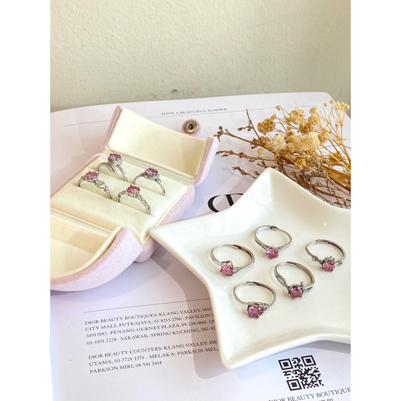 粉สีเทียนลูกไม้ลูกไม้ 1ct (S925 เงิน) แหวน Moissanite สีชมพู 1ct (เงิน S925)