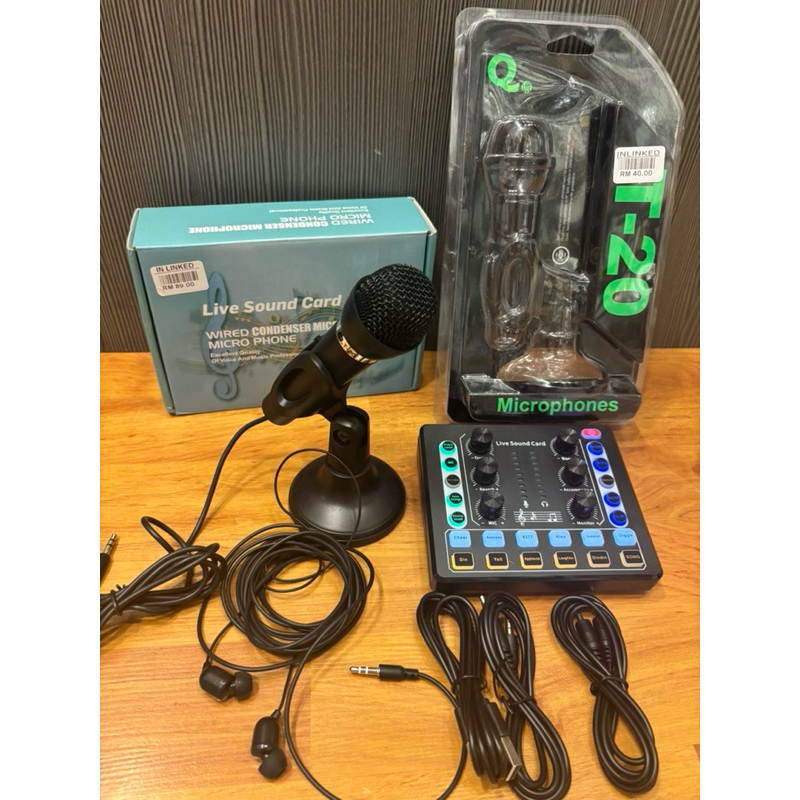 การ์ดเสียง m8 พร้อมไมโครโฟน T20 /hf ชุด cor สตรีมมิ่งสด /tik tok live