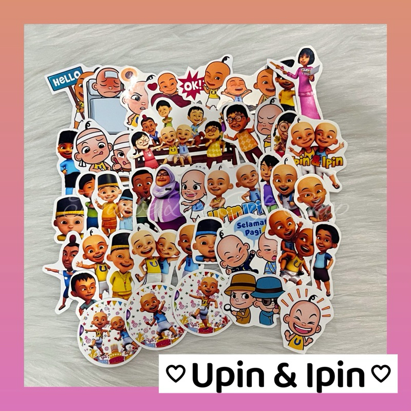Upin & Ipin Stiker budak สติ๊กเกอร์กันน้ําสําหรับเด็กขวดน้ํากล่องดินสอตกแต่ง Upin & Ipin手 防水เทปเทป