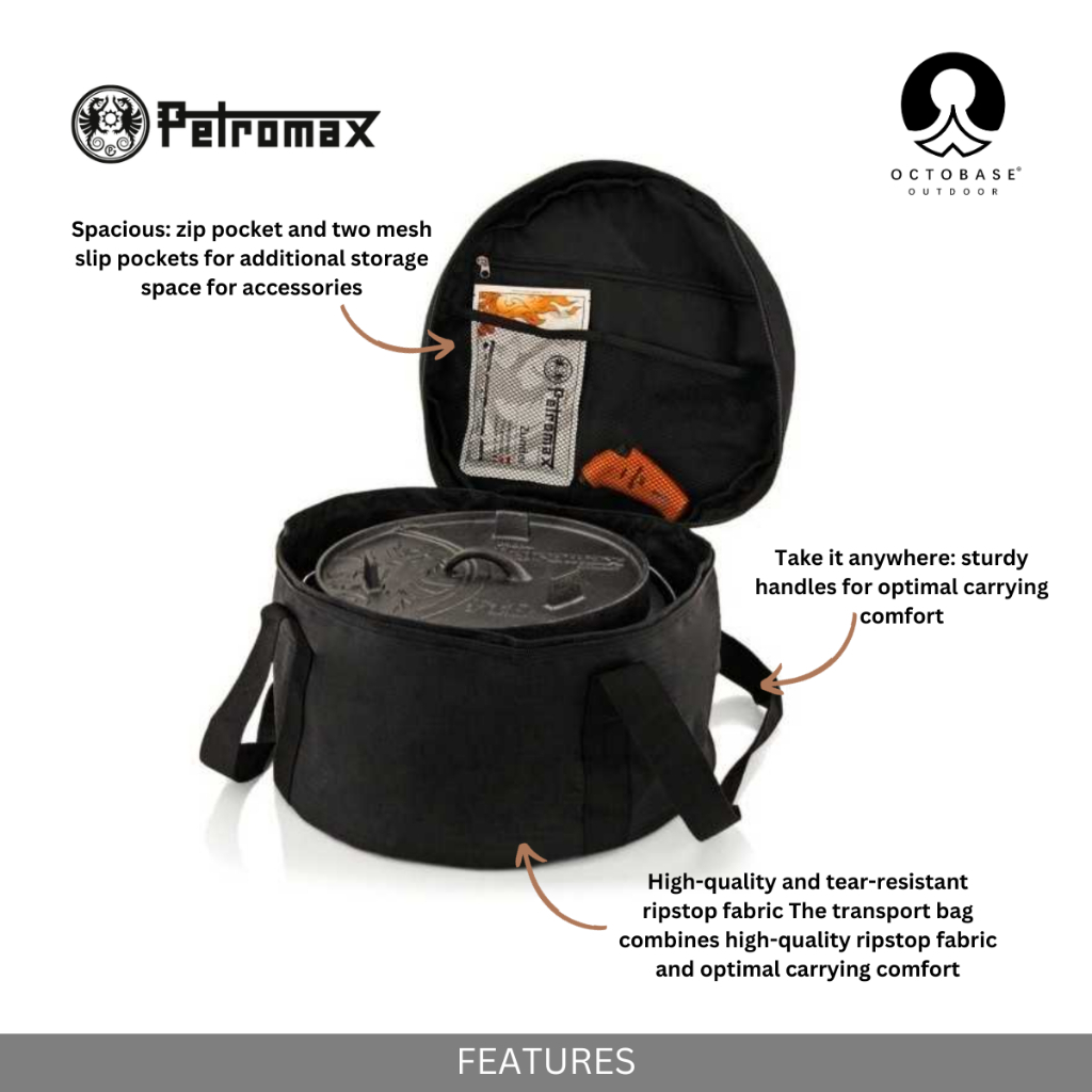 PETROMAX - กระเป๋าทรานส์พอร์ตสําหรับ DOTCH OVEN ทุกขนาดจาก GERMANY CARRY BAG POT KITCHEN สําหรับการตั้งแคมป์กลางแจ้ง PICNIC SURVIVAL - รูปที่ 3