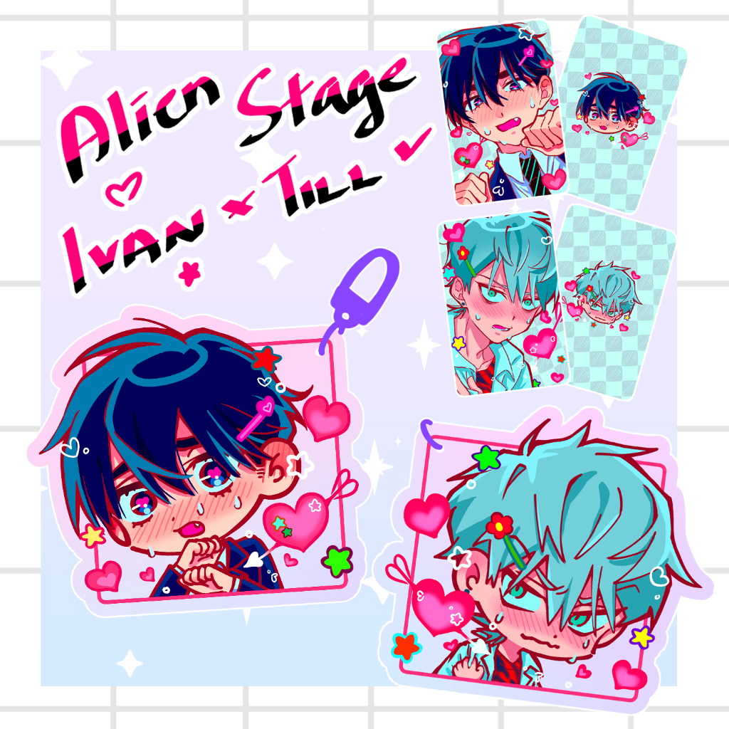 ALIENS STAGE IVTI IVAN & TILL PHOTCARD KEYCHAIN DRAWSTRING BAG