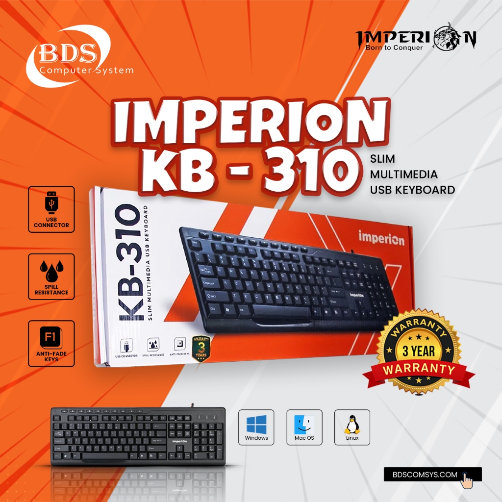 คีย์บอร์ด USB IMPERION KB-310 MULTIMEDIA