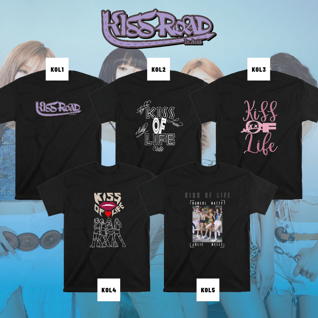 KISS OF LIFE 1st World Tour - KISS ROAD in Asia เสื้อยืดผ้าฝ้ายผู้ใหญ่ Custom Tee