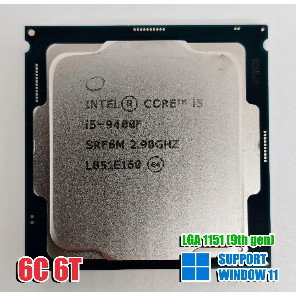 โปรเซสเซอร์ CPU Intel CoreTM i5-9400F มือสอง / LGA1151 / 9TH GEN / 6 Core 6 Thread / 4.10 GHz / รองร