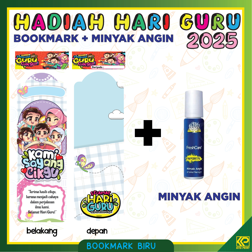 Hadiah Hari guru 2025 Set Bookmark + Fresh care, Hadiah Guru, Set Hadiah Hari Guru