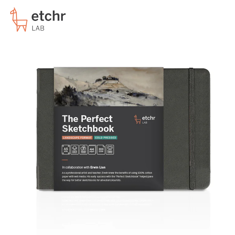 Etchr The Perfect Sketchbook A5 ขนาด | 300แกรม ผ้าฝ้าย100% | ที่กดเย็น | เปียก/แห้งกลาง