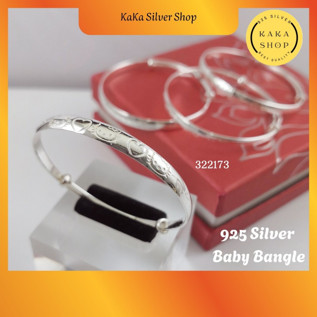 กําไลข้อมือเด็กคิตตี้เงิน 925 สําหรับเด็ก (322173) Gelang Tangan Kitty Budak Perak 925