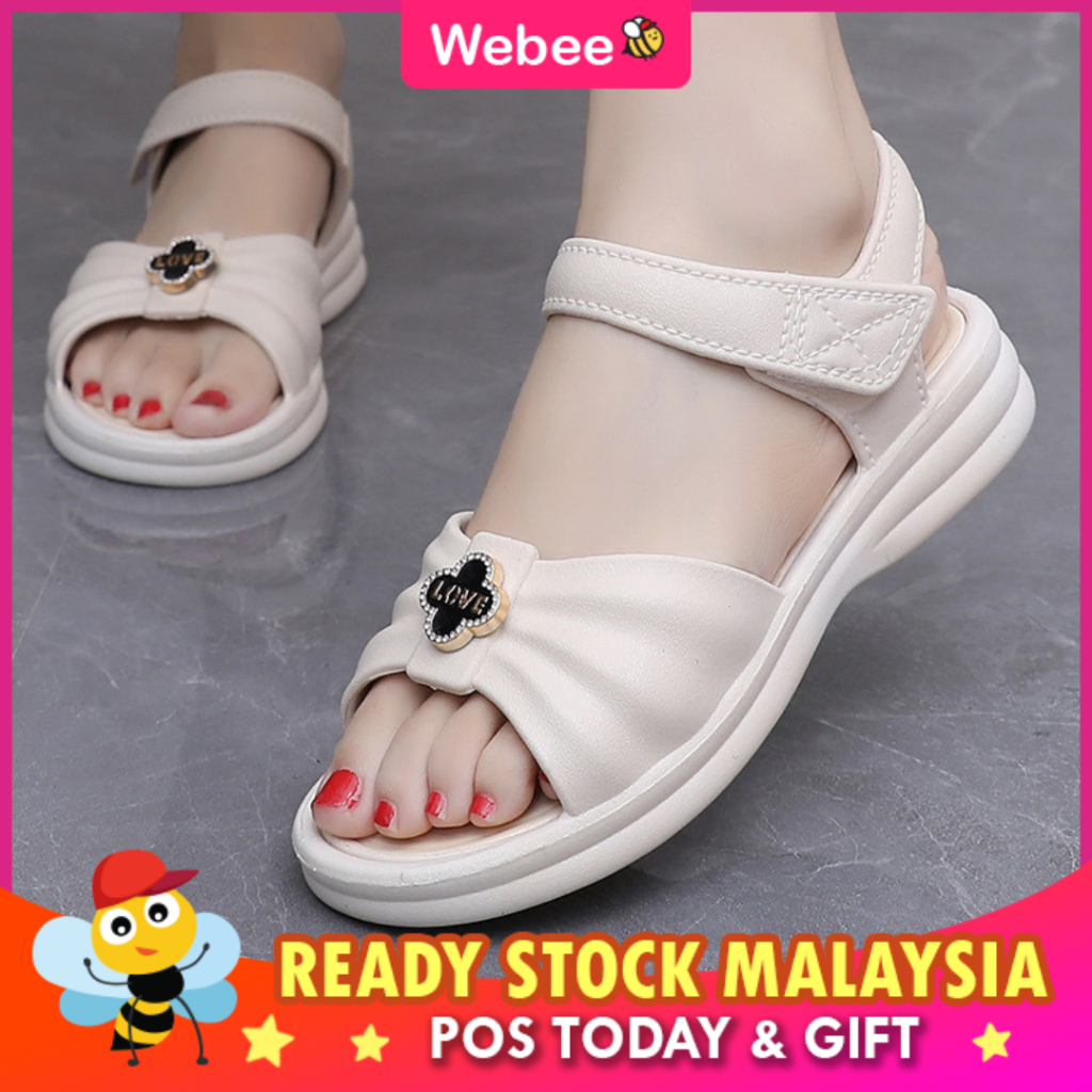 WEBEE 918 LOVE รองเท้าแตะรองเท้าผู้หญิงรองเท้าแตะแบนรองเท้าแตะผู้หญิงรองเท้าแตะ Kasut Wanita Lava Ca