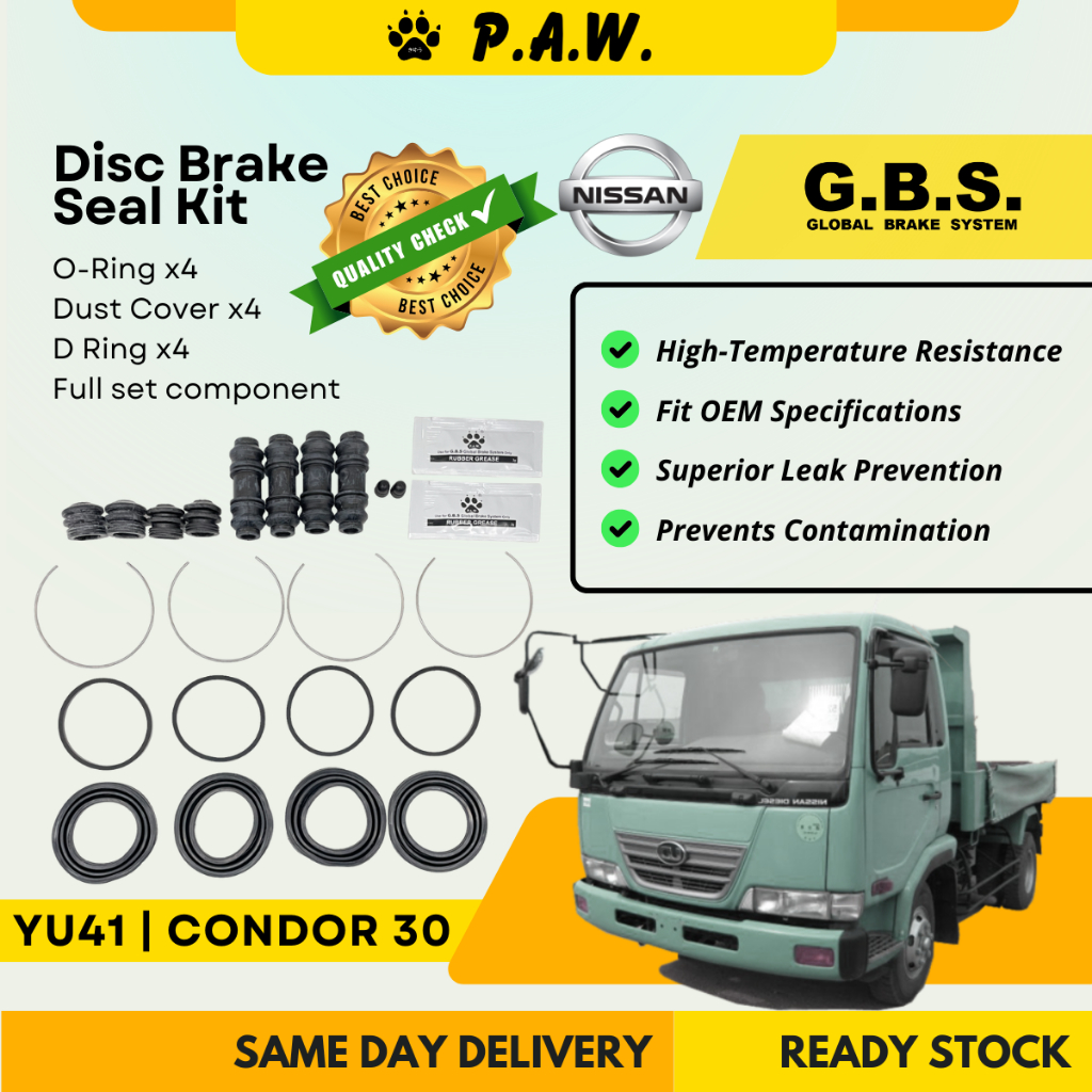 41120-0T810 GBS (FRONT) ชุดซีลดิสเบรค - Nissan YU41, UD Condor 30 (ชุดเต็ม)