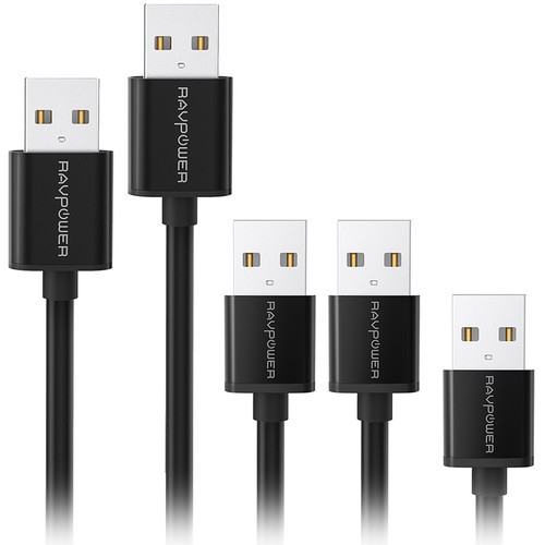RAVPower USB 2.0 Type-A to Micro-USB Charge & Sync Cables (5-Pack, สีดํา)