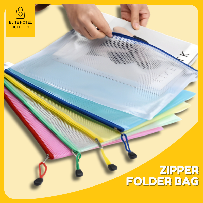 B5/A4/A5/A6 Mesh pvc Zipper Folder bag7305