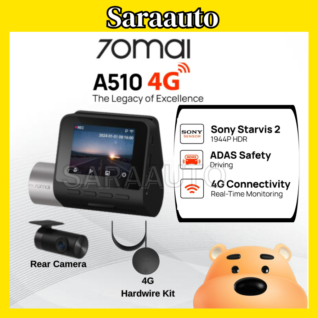 70mai A510 Dash Cam Dual Vision Car Recorder พร้อม GPS ADAS