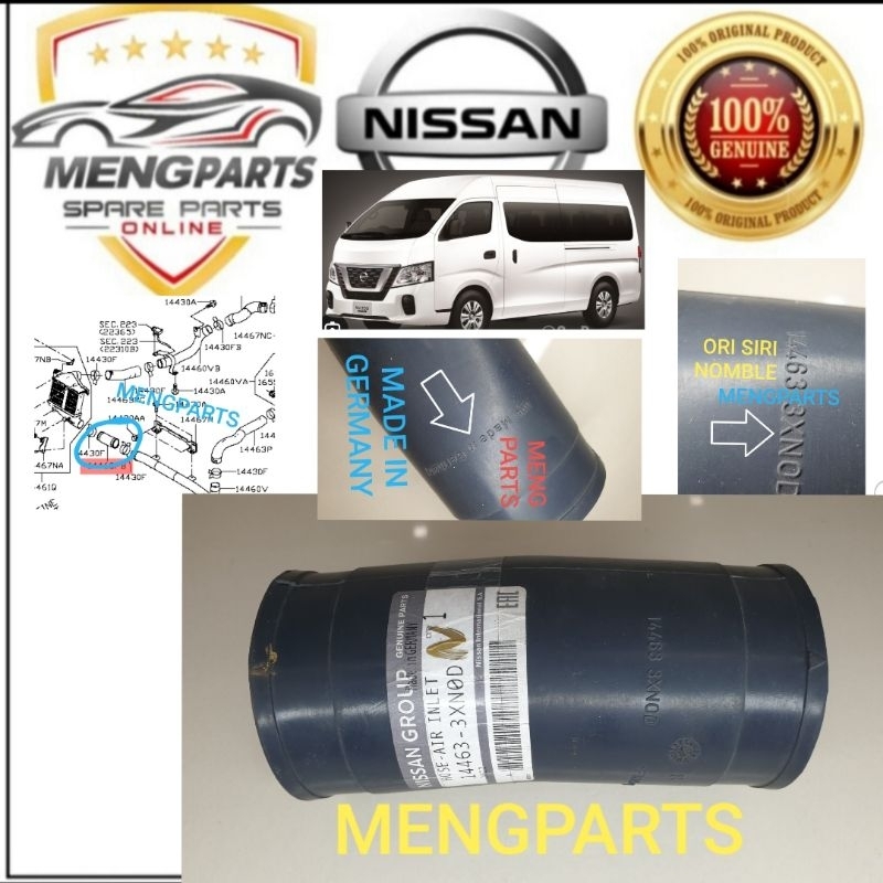 NISSAN URVAN E26 NV350 TURBO INTERCOOLER HOSE 14463-3XN0D
