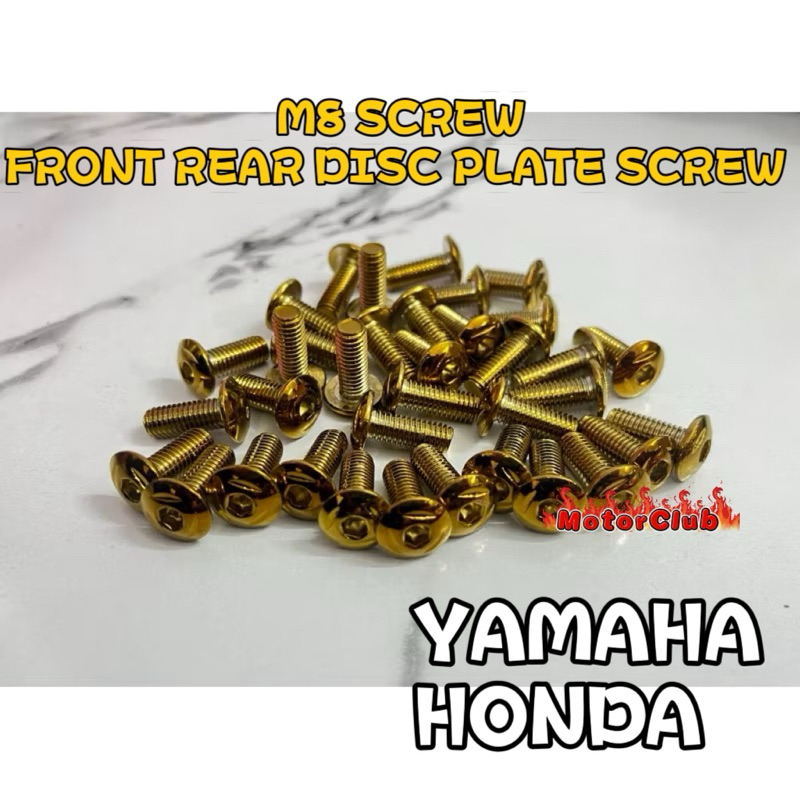 !️ (1 ชิ้น) จานดิสก์เบรกหน้าและหลัง SCREW SKRU PIRING DISC M8*20 GOLD Y15 Y16 LC135 Y125Z RXZ WAVE12