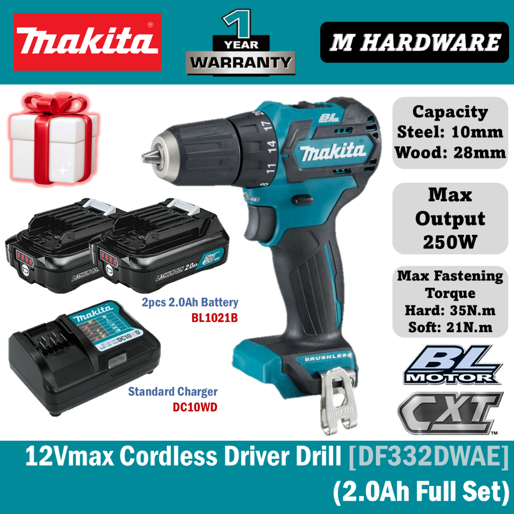 MAKITA DF332 / DF332DSME / DF332DWAE / DF332DWYE / DF332DZ 12Vmax สว่านไดร์เวอร์ไร้สาย 10mm (3/8")