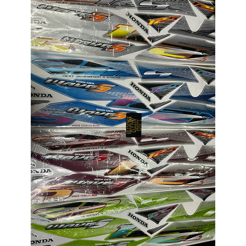 HONDA WAVE125 S Stripe Stiker Body Black/Grey/Red /Green/Blue WAVE125 S (1) BODY COVERSET สติ๊กเกอร์
