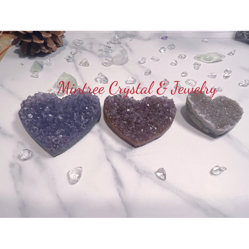 Amethyst Love รูป Geode 紫蓝牙爱心摆件