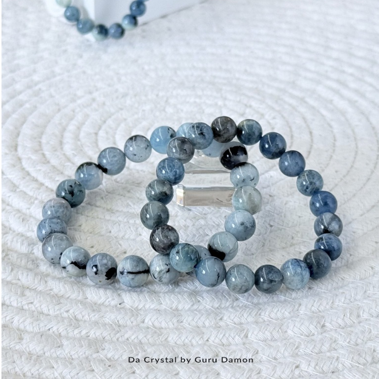 DA CRYSTAL Mix Color Aquamarine Crystal Bracelet 天然色海蓝宝 หัวใจเงียบ โคมไฟคริสตัล