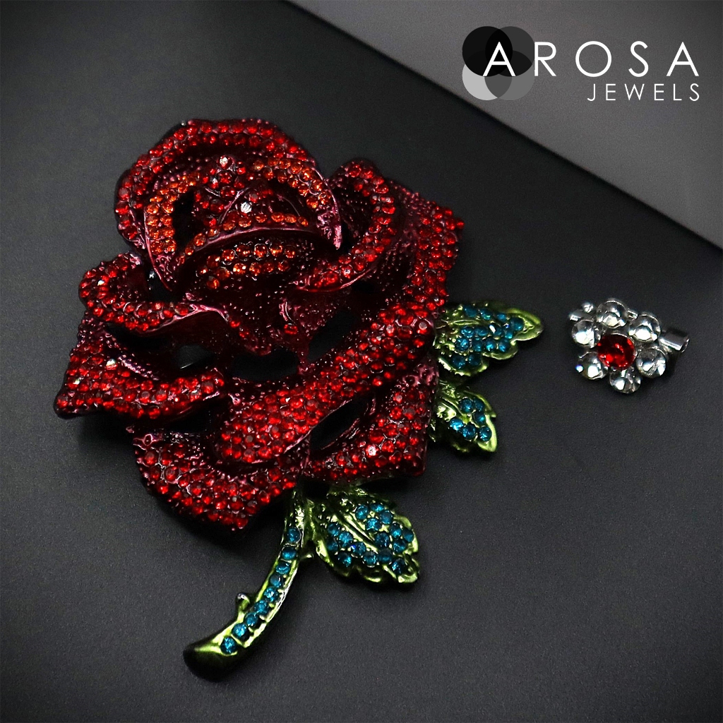 AROSA JEWELS Flora Series Rose 2-in-1 ชุดเข็มกลัด kerrongsang A11-04 (7.1cm x 6.5cm)