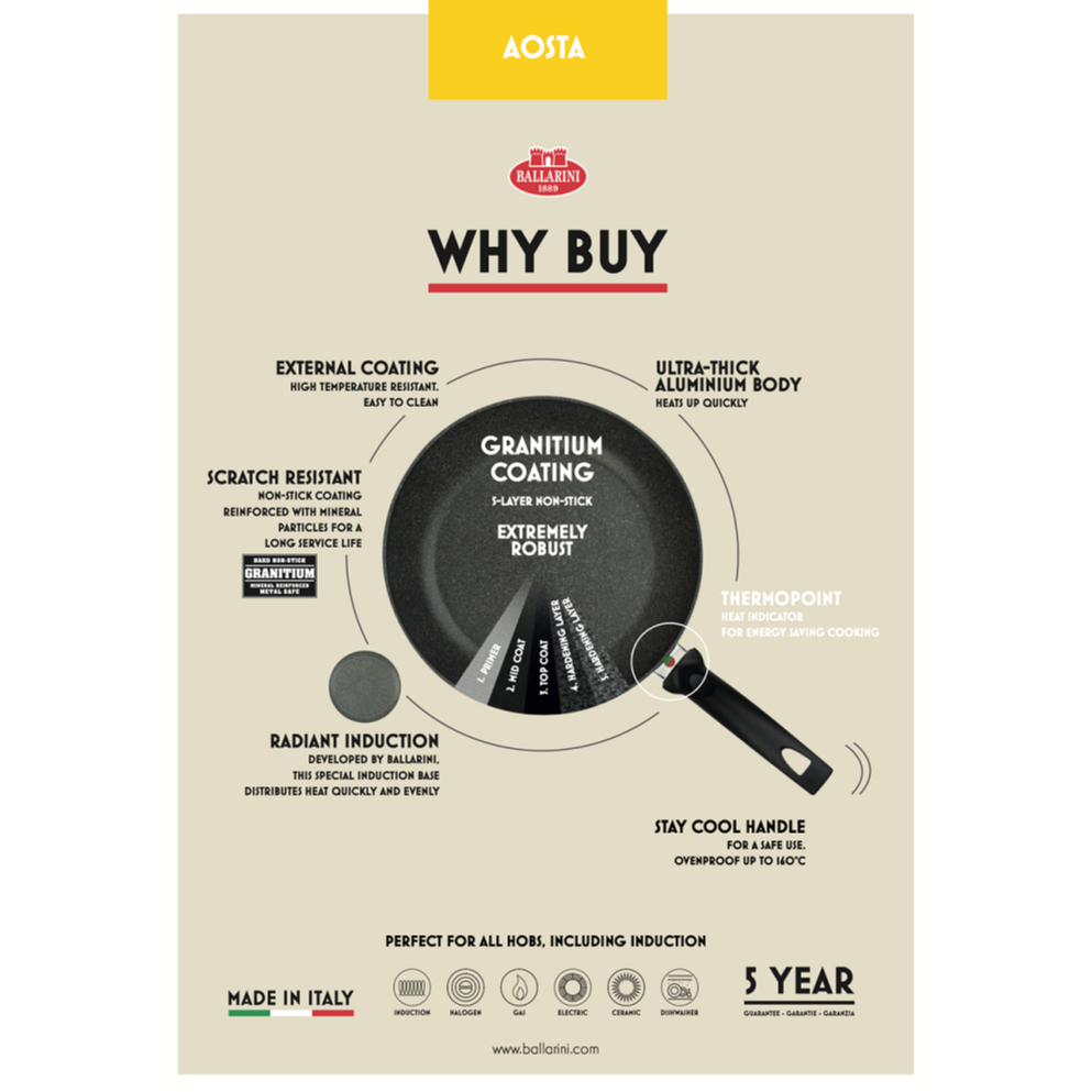 Ballarini Aosta Frypan รองรับการเหนี่ยวนํา