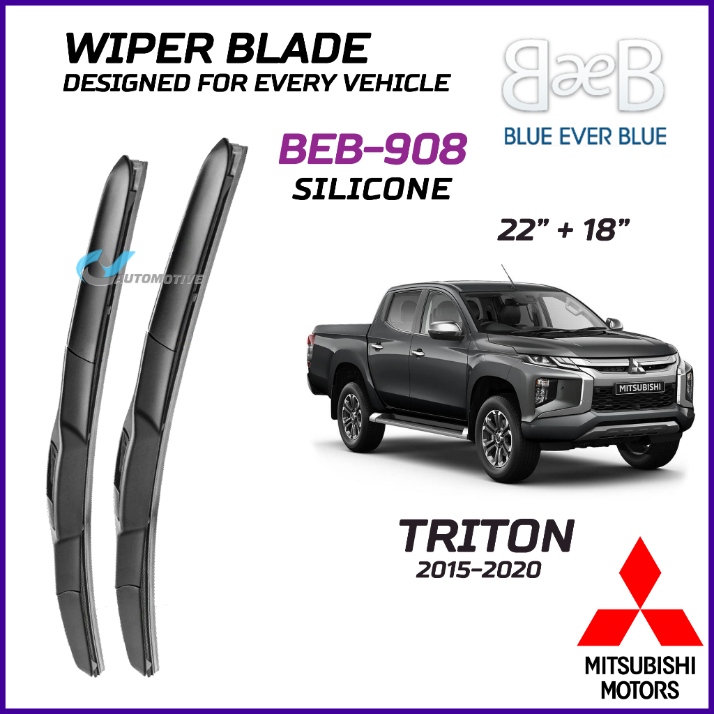 BEB SILICONE ใบปัดน้ําฝน (22" + 18") ชุดสําหรับ MITSUBISHI TRITON 2015-2020 Aerodynamic Design BEB-9