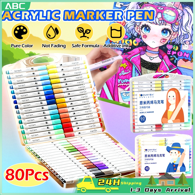 60/80 สี Enmy อะคริลิค Marker ปากกาอะคริลิคสีวาด Colouring ภาพวาด Art Arcylic Markerpen เด็กเด็กนักเ