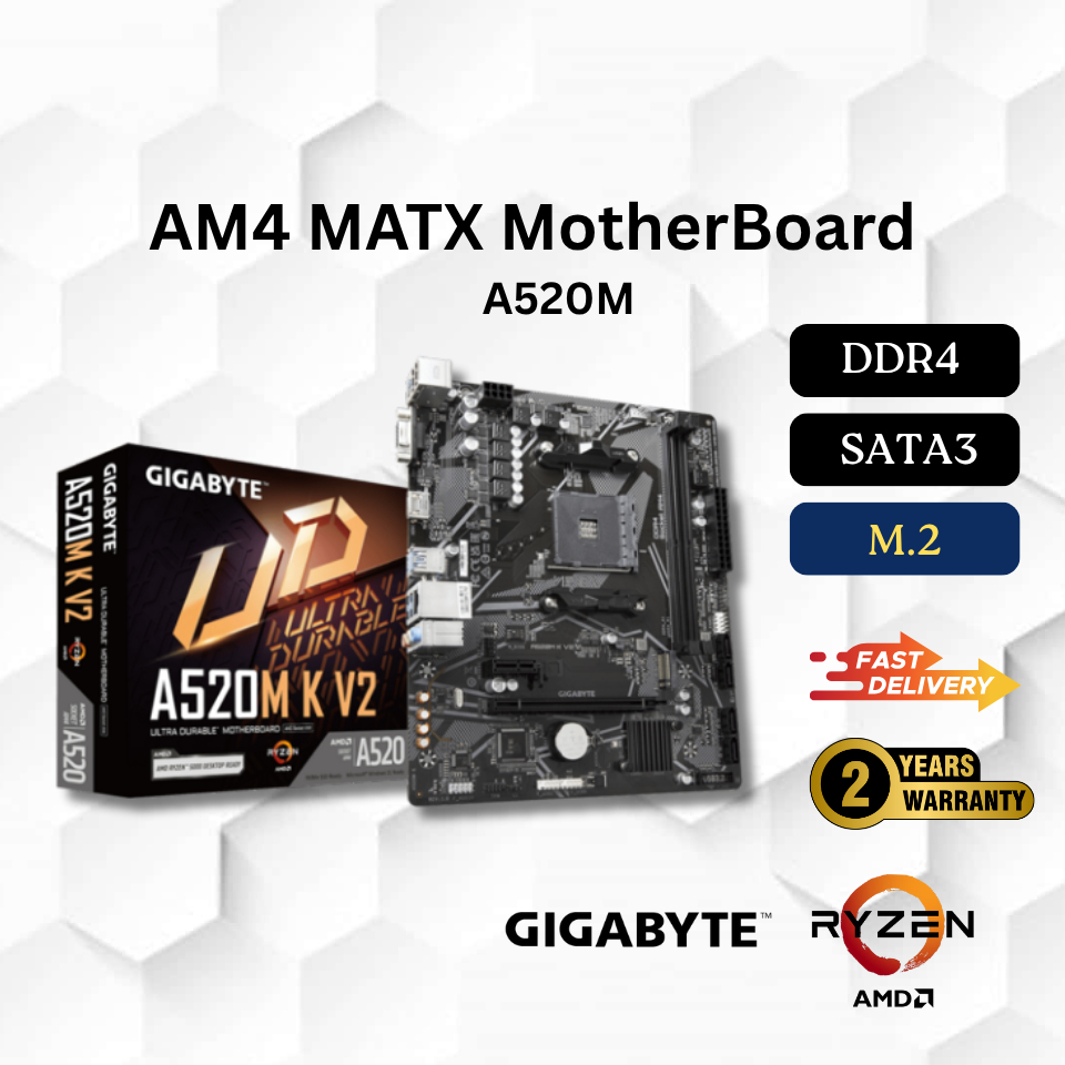 ยี่ห้อ GIGABYTE ใหม่ A520M V2 PRO AM4 MATX MOTHERBOARD