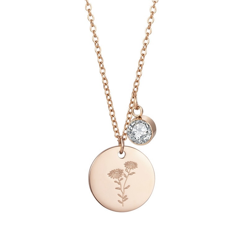 [ RM88 เท่านั้น + RM5 VOUCHER ] CELOVIS Birth Month Flower Cubic Zirconia Birthstones สร้อยคอโรสโกลด