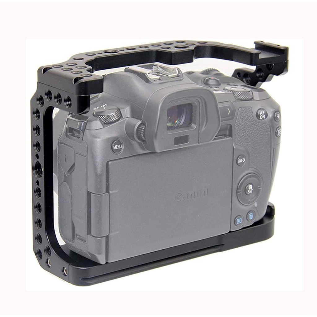 กล้องกรงขนาดเล็ก Rig สําหรับ Canon EOS R Mirrorless พร้อมรองเท้าเย็น Mount Arri 3/8 นิ้ว 1/4 "สกรูเก