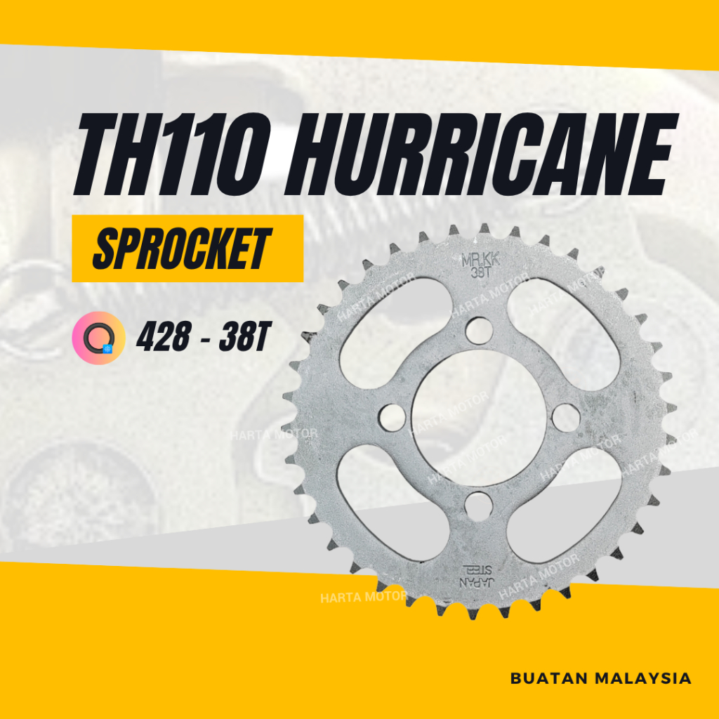 TH110 HURRICANE 428 REAR SPROCKET - 38T SPOKET SPOCKET BELAKANG HONDA TH 110 HURICANE