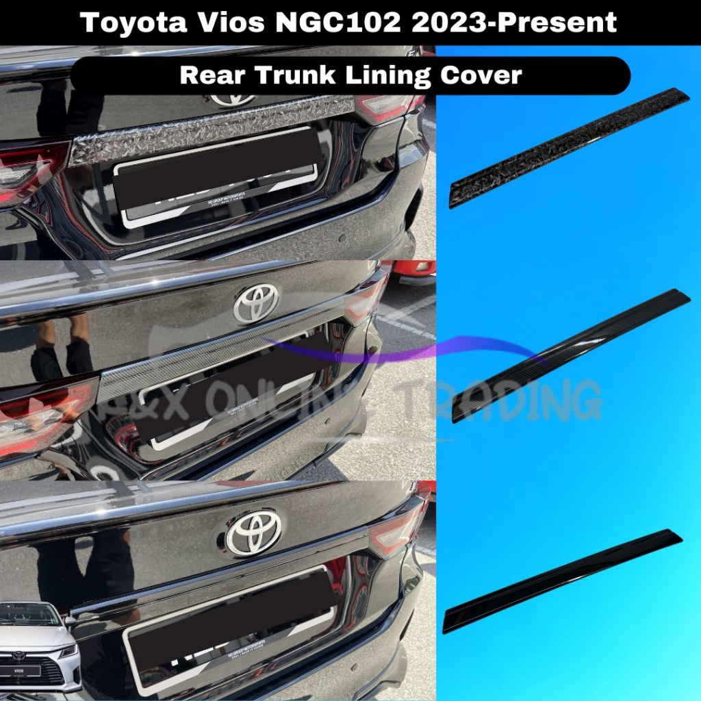 Toyota Vios NGC102/AC100 2023-2025 Carbon Trim & Glossy สีดําด้านหลังซับ Trim Protector Cover