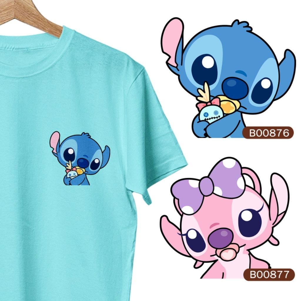 迪奇衣服 stitch t เสื้อคู่สีฟ้า 2XL ผ้าฝ้ายแขนสั้นรอบคอ streetwear B00876 B00877