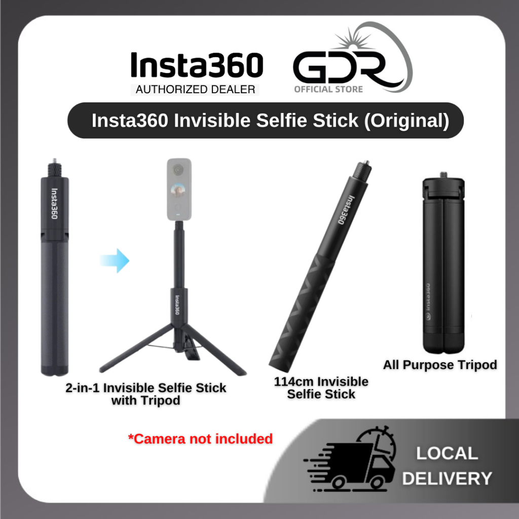 Insta360 ไม้เซลฟี่ที่มองไม่เห็นสําหรับ Insta360 X5, X4, X3 / ONE X2 & ONE & EVO & ONE R/All Purpose 
