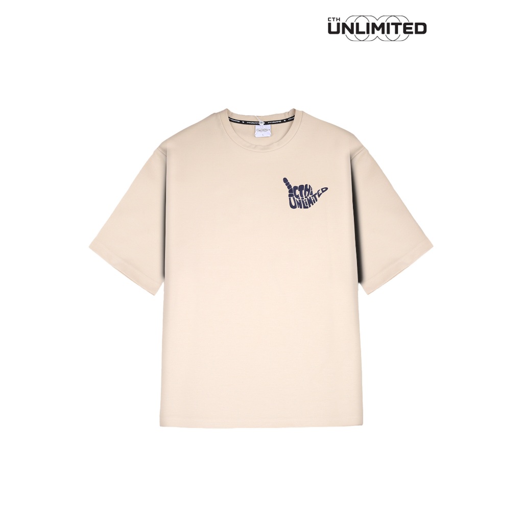 CTH ไม่จํากัด Men Beachwear Regular Fit ผ้าฝ้ายแขนสั้นด้านหน้าและด้านหลังพิมพ์เสื้อยืด - CU-91680