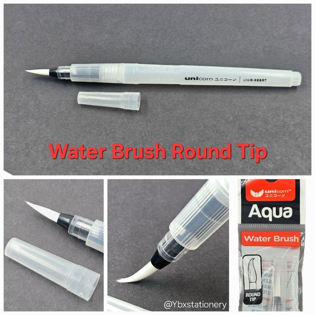 UNICORN AQUA WATER BRUSH ROUND TIP FILL WATER FLOW PAINTING BLENDING WASHING EXTENSION UWB-888RT