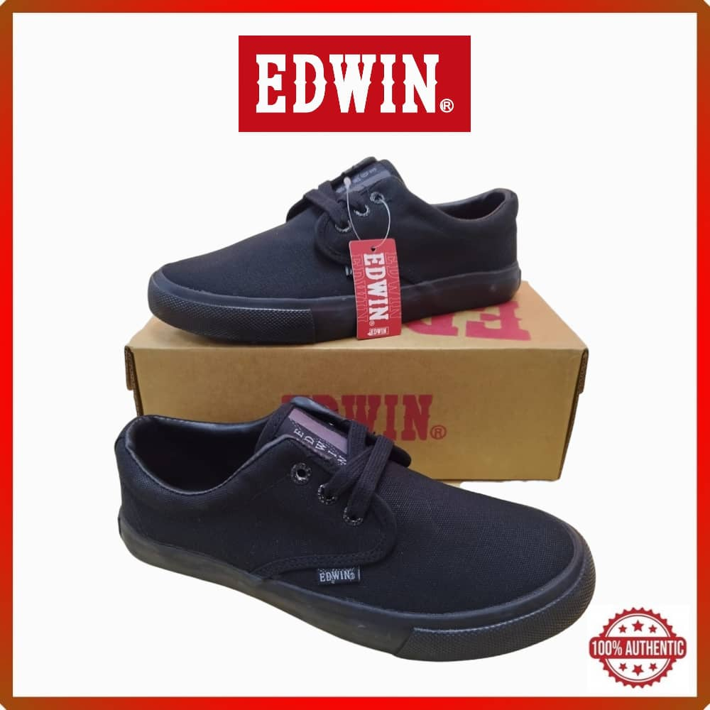 Edwin Unisex Kasut Sekolah Hitam / Edwin Black School Shoes / Edwin Canvas Shoes EW2349