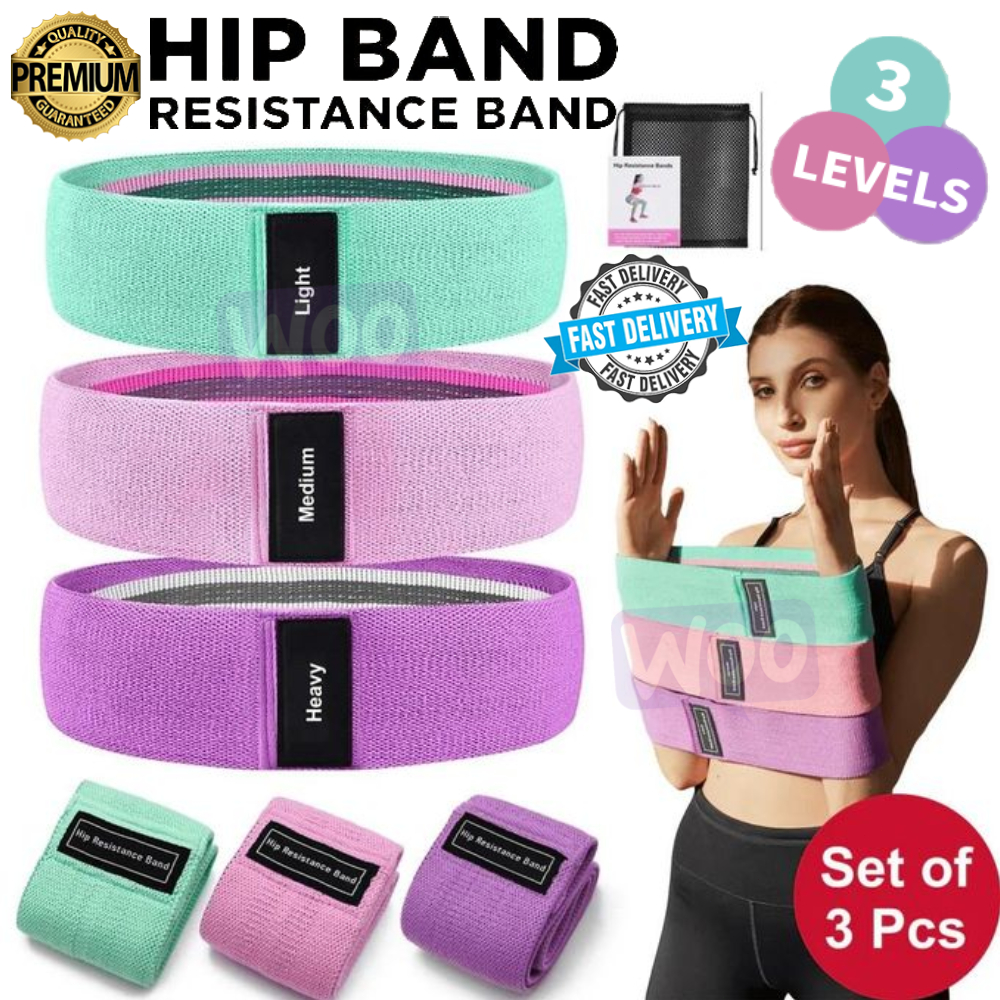(3 ชิ้น/เซ็ต) Yoga Squat Elastic Band Hip Resistance Band กันลื่น