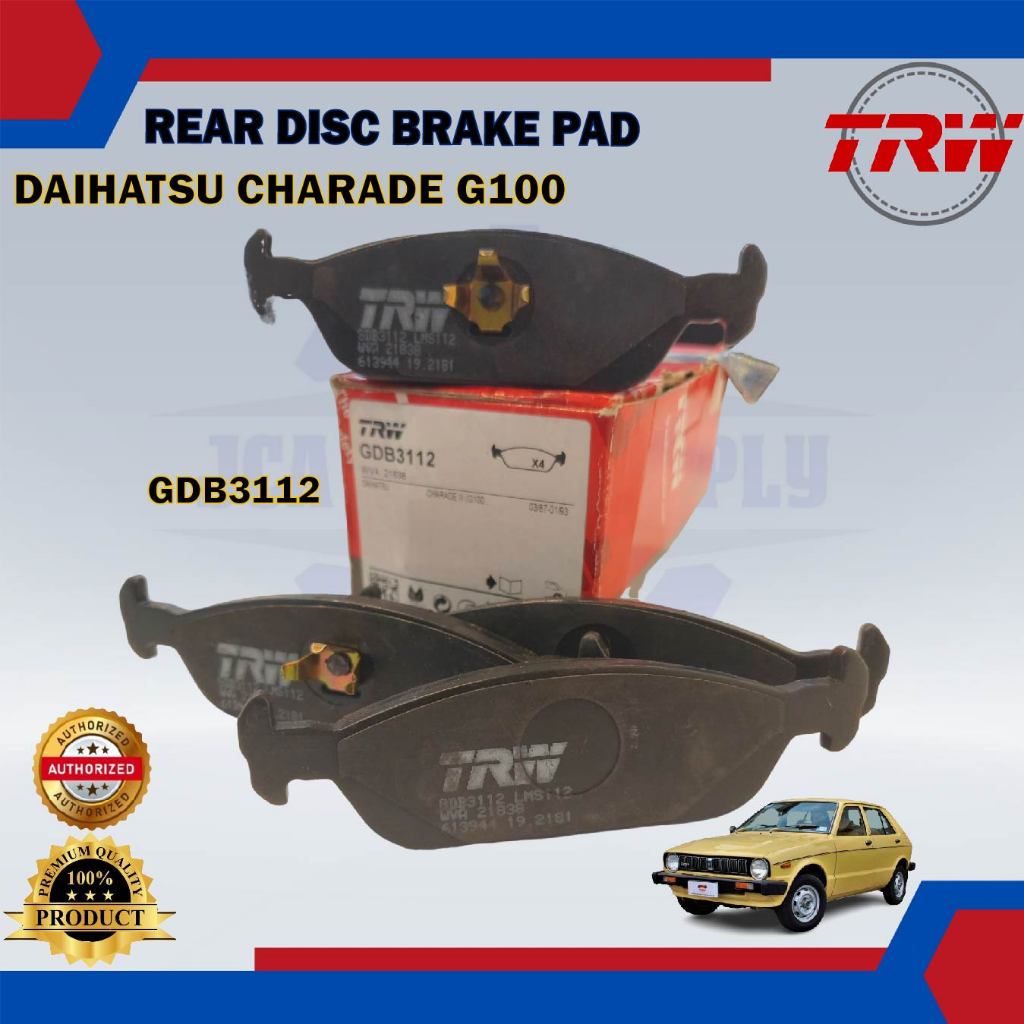Daihatsu Charade G100-ผ้าดิสเบรคหลัง-TRW-GDB3112