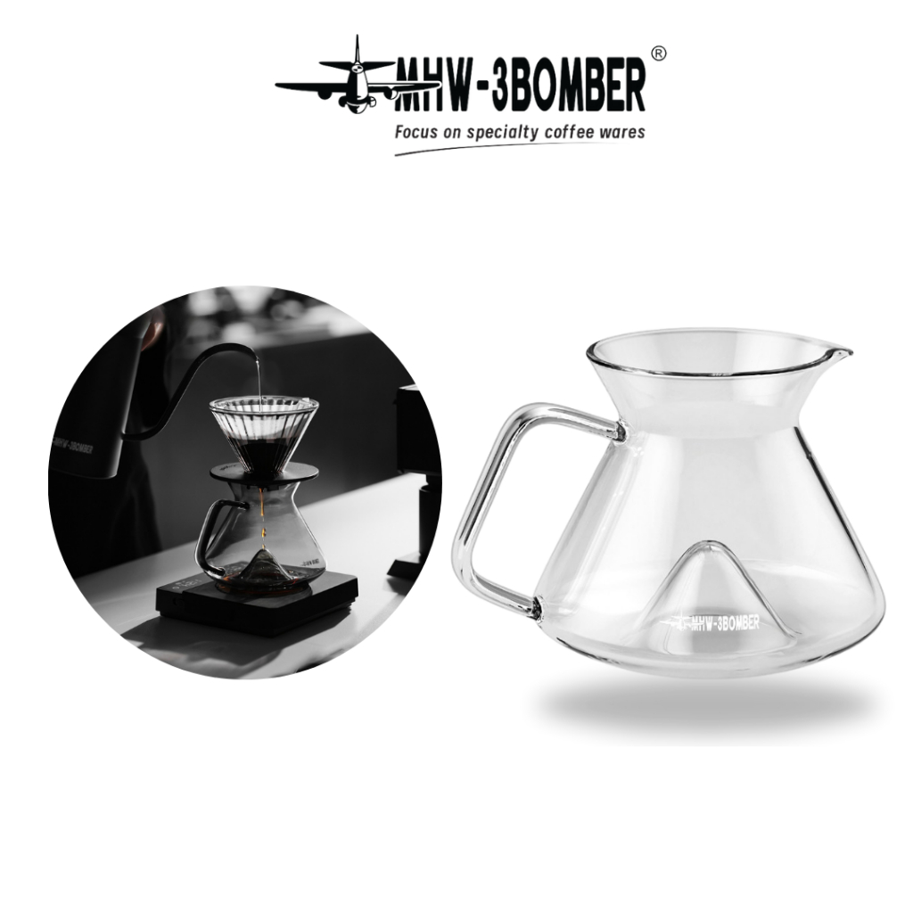 MHW-3BOMBER Hill Coffee Server – Borosilicate Glass Pour Over Server 360ml/600ml ทนความร้อน แม่นยําเ