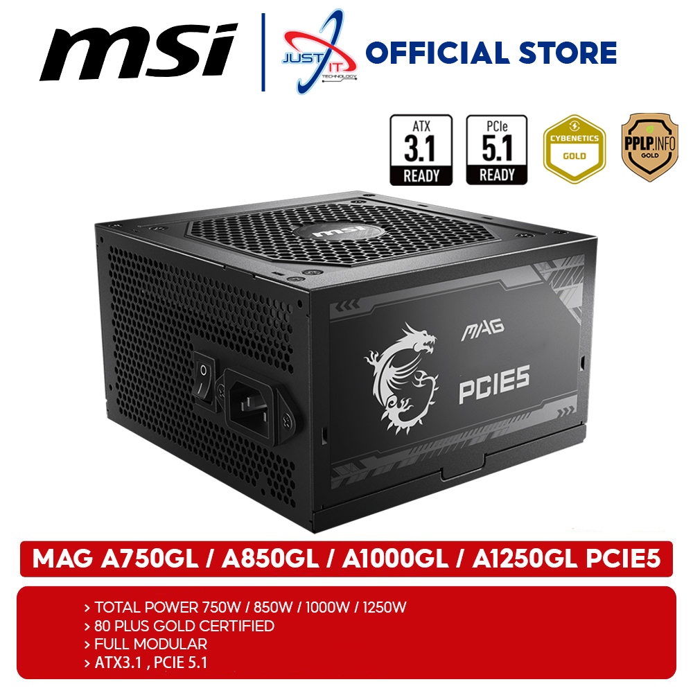 MSI MAG A650L / A750GL / A850GL / A1000GL PCIE5.1 ATX 3.1 80 PLUS GOLD POWER SUPPLY PSU( 650W / 750W