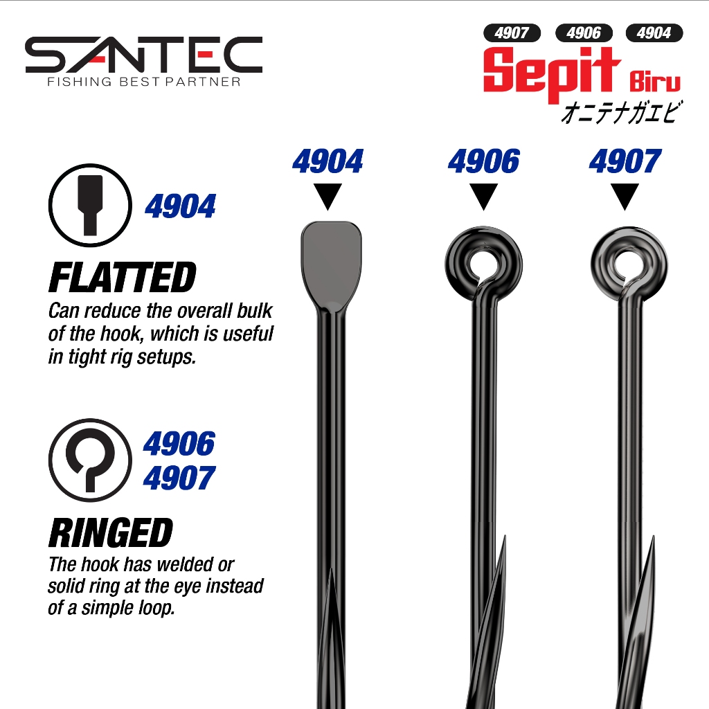 SANTEC – SEPIT BIRU HOOK GALAH HOOK 4904/4906/4907 PRAWN FISHING ราคา ถูกที่สุด ดีลบีเคเค แกลเลอรีภาพที่ 7