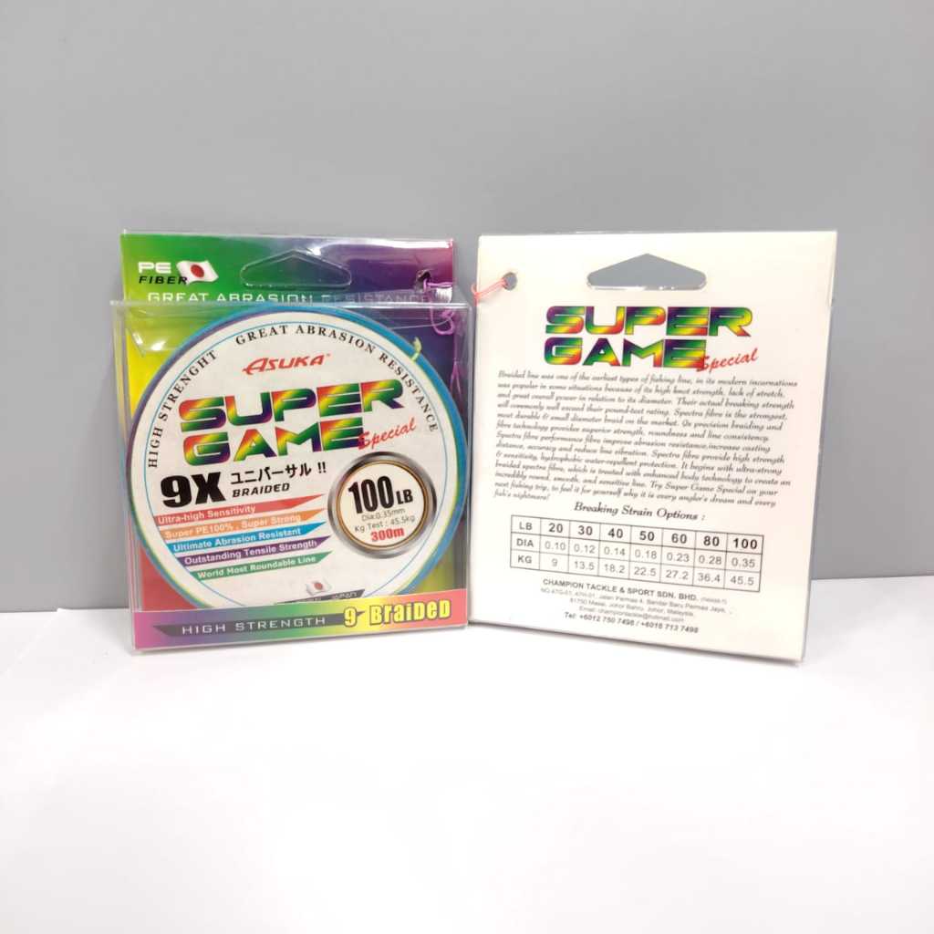 FISHER ASUKA SUPER GAME SPECIAL 9X BRAIDED 300M TALI PANCING BERWARNA-WARNI -MULTI COLOUR