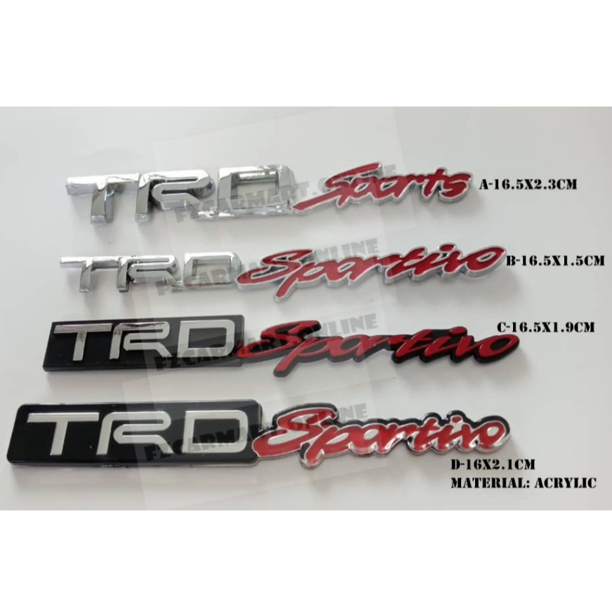 โลโก้ TOYOTA TRD SPORTS SPORTIVE EMBLEM - (ABS/ACRYLIC)