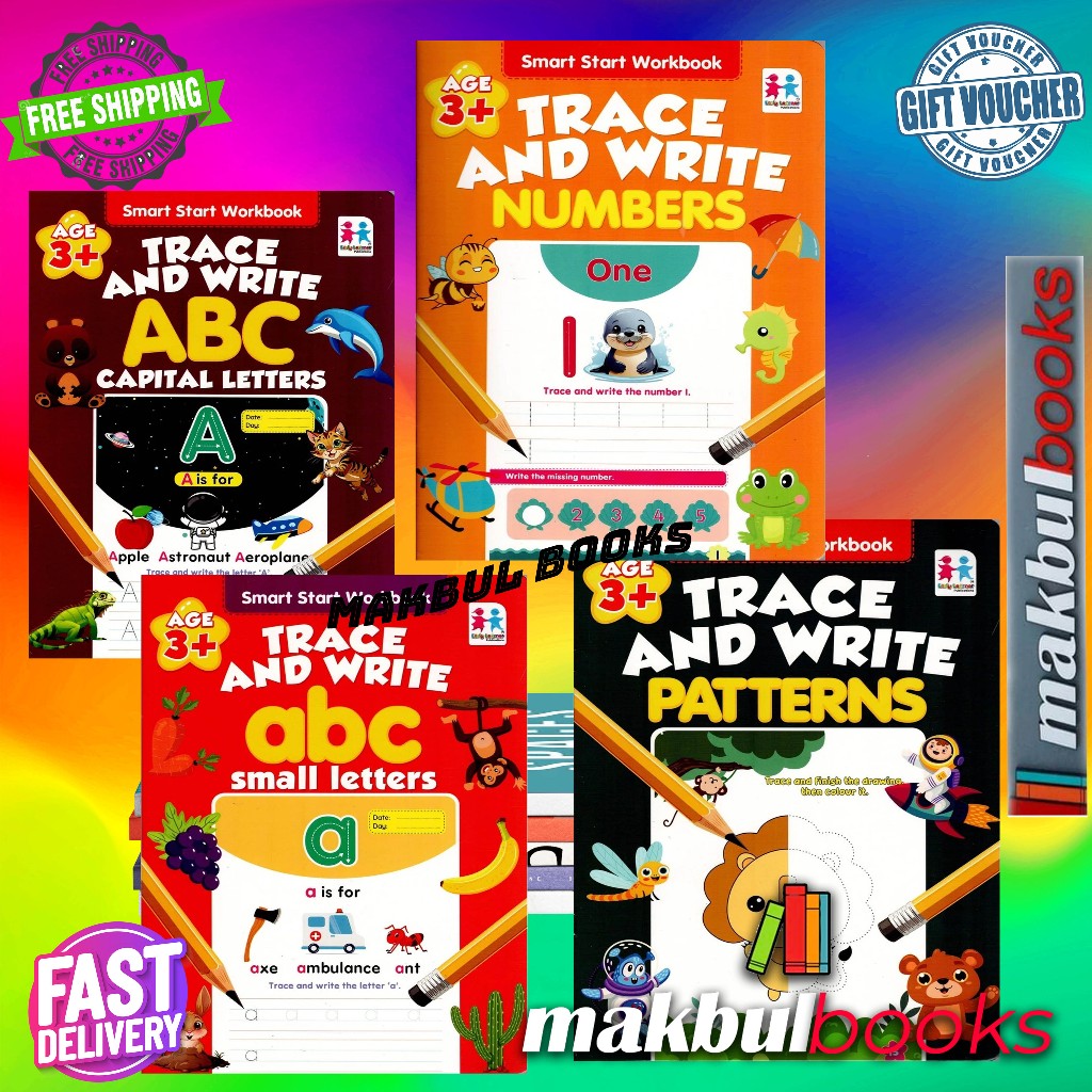 EDUKID: SMART START WORKBOOK TRACE AND WITE AGE 3+