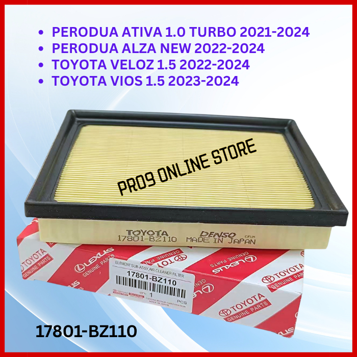 PERODUA ATIVA 1.0 TURBO, ALZA NEW 2022,TOYOTA VELOZ 1.5, VIOS 2023-ENGINE AIR FILTER 17801-BZ110